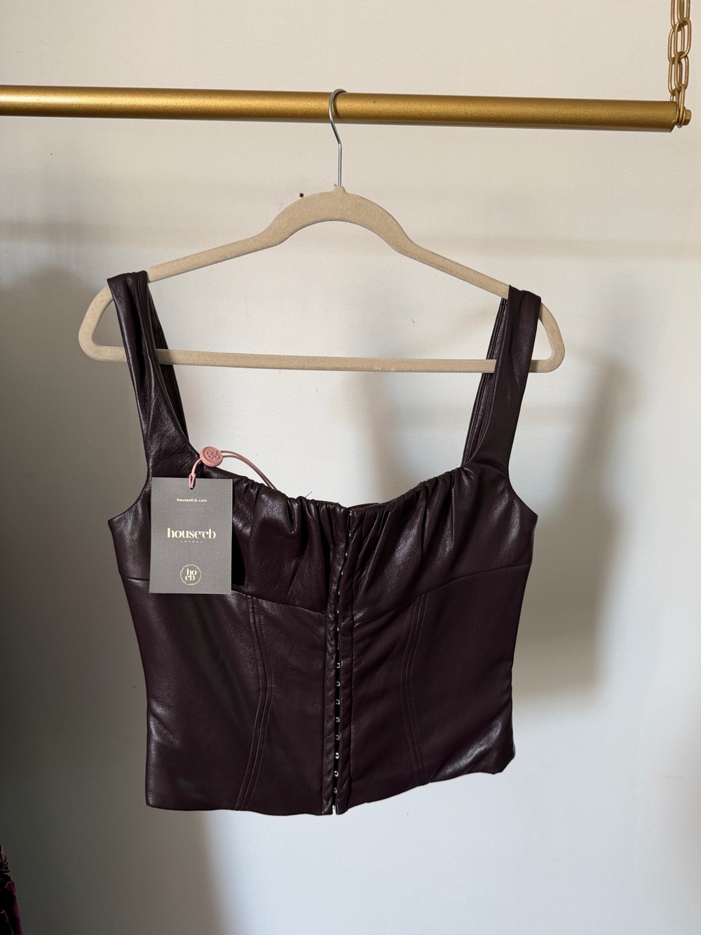 House of CB cocoa Faux Leather Corset Jamie Top